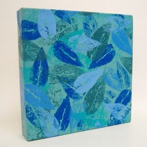Blue Green Leaves Abstract Wall Art Work Painting